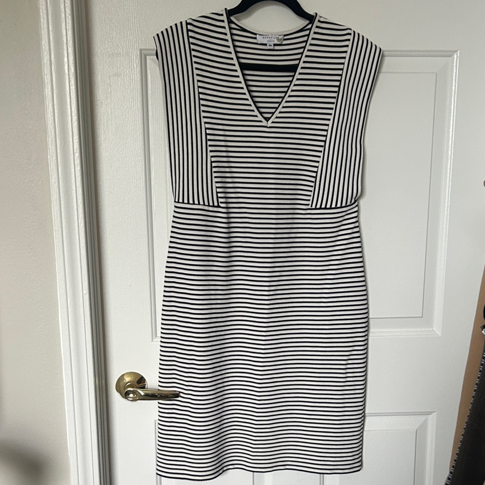Derek Lam Black and White Striped Midi Dress